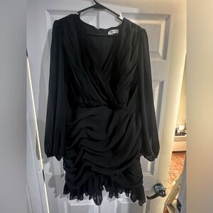 Women's long sleeved black dress